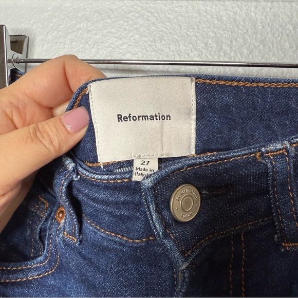 Reformation Bex Super Stretch High Rise Wide Leg Wheelet Wash Jeans Sz 27 - Picture 4 of 12